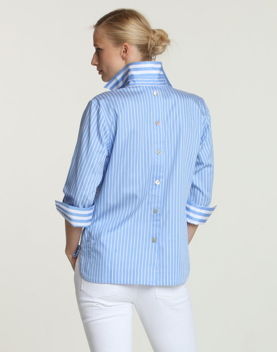 Aileen 3/4 Sleeve Contrast – Stripe Wu Hinson Size Top