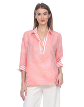 Load image into Gallery viewer, Aileen 3/4 Sleeve Luxe Linen Stripe Detailed Top