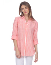 Load image into Gallery viewer, Chelsea Long Sleeve Roll Tab Luxe Linen Stripe Shirt