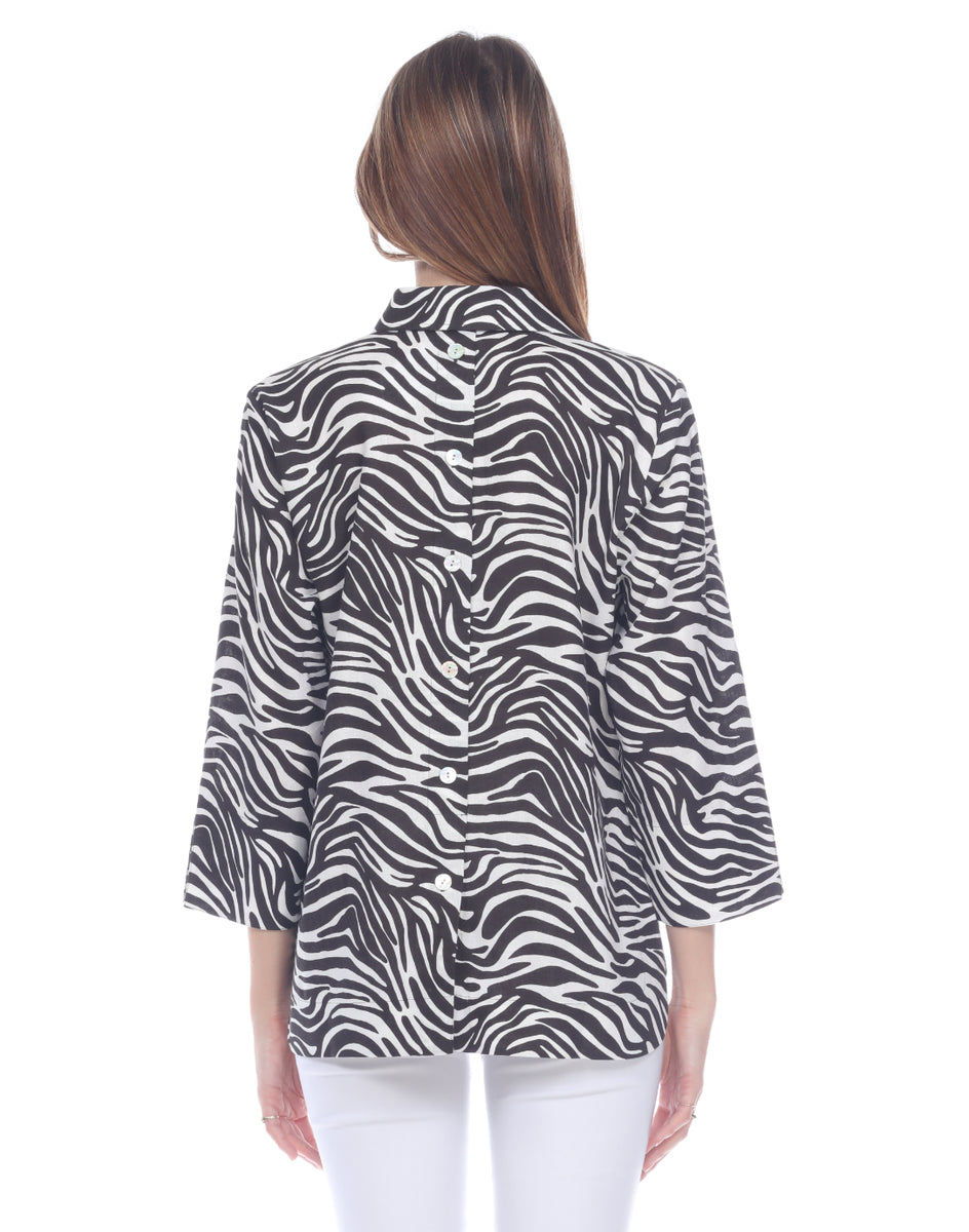 black and white zebra print blouse