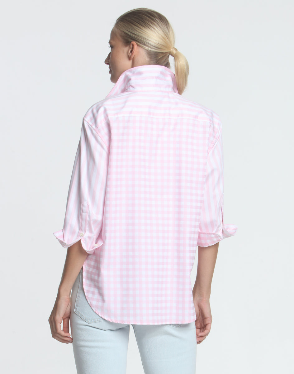 Halsey 3/4 Sleeve Stripe/Gingham Shirt – Hinson Wu