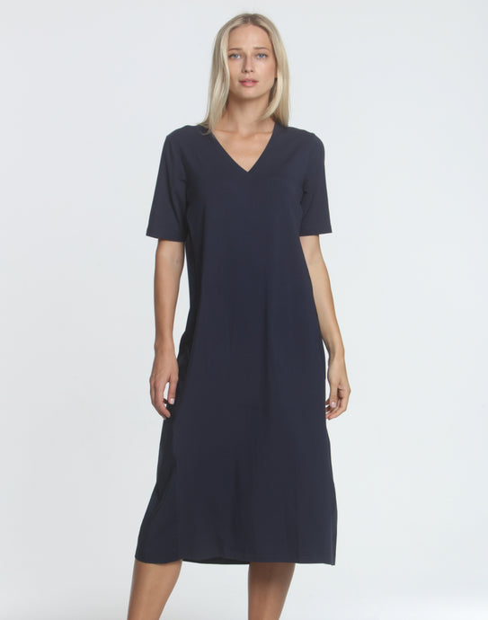 Christy Short Sleeve Knit/Woven Combo Dress