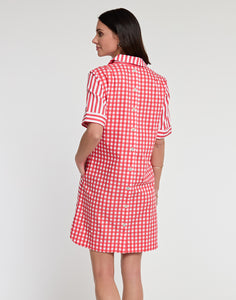 Aileen Short Sleeve Stripe/Gingham Dress