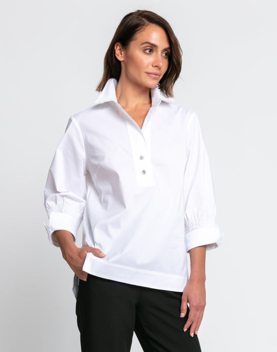 Morgan 3/4 Ruched Sleeve Top