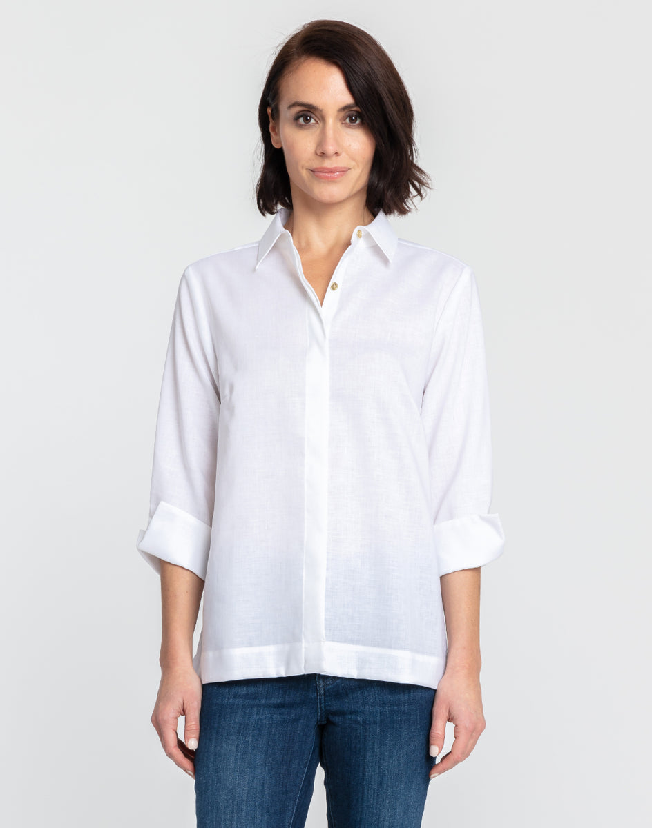 Xena 3/4 Sleeve Luxe Linen Shirt – Hinson Wu