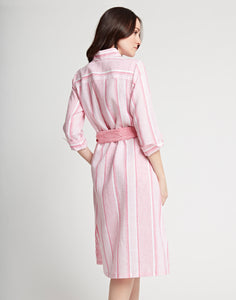 Tamron 3/4 Sleeve Linen Variegated Stripes Dress