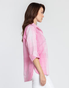 Charlotte 3/4 Sleeve Ombre Gingham Tunic