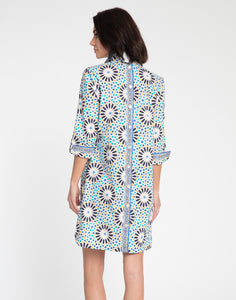 Aileen 3/4 Sleeve Granada Tile Print Dress