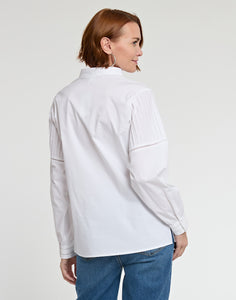 Gabrielle Long Sleeve Pintuck Detail Cotton Top