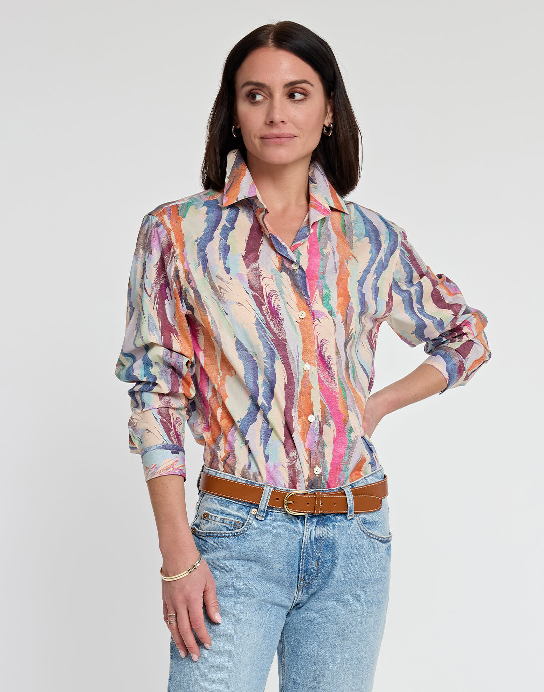 Halsey Long Sleeve Brushstroke Print Shirt – Hinson Wu