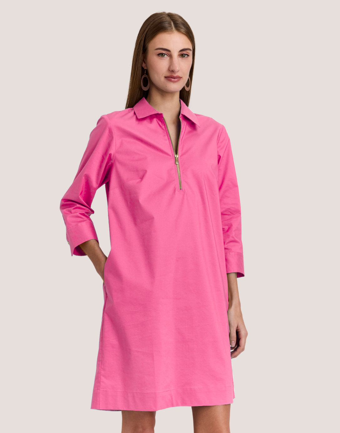 3 4 sleeve shirt dress Alessa 3/4 Sleeve Dress Guava / XS