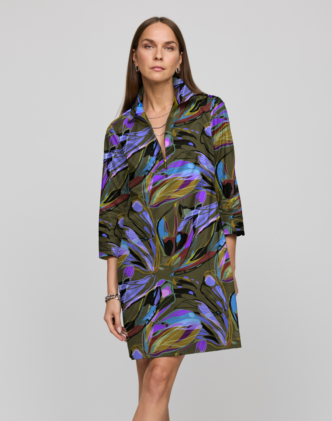Alessa 3/4 Sleeve Abstract Camo Dress