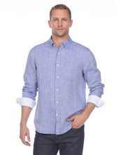 Load image into Gallery viewer, Hampton Men&#39;s Long Sleeve Luxe Linen Shirt In Indigo