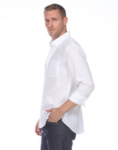 Load image into Gallery viewer, Hampton Men&#39;s Long Sleeve Luxe Linen Shirt In White