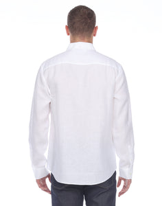 Hampton Men's Long Sleeve Luxe Linen Shirt In White