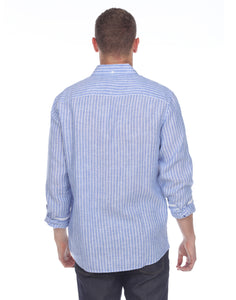 Hampton Men's Long Sleeve Luxe Linen Stripe Shirt