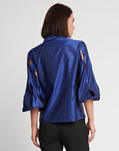 Daniela Long Sleeve Silk Blend Satin Shirt