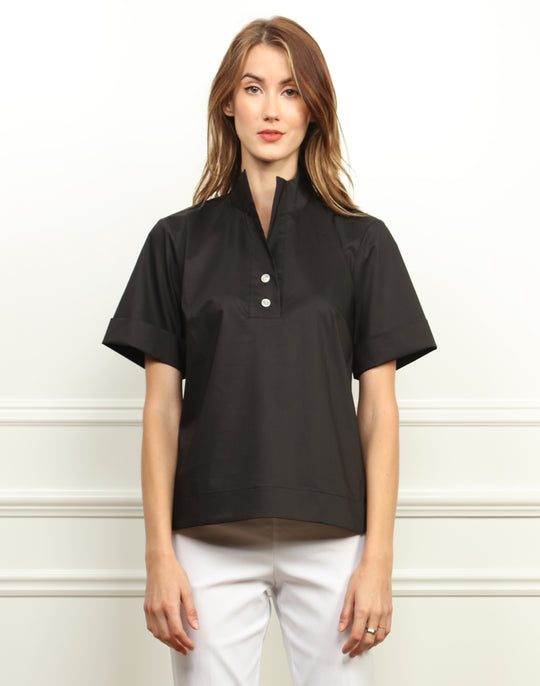 Aileen Short Sleeve Stand Collar Top