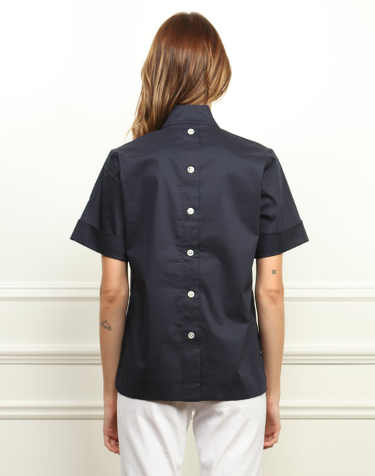 Aileen Short Sleeve Stand Collar Top