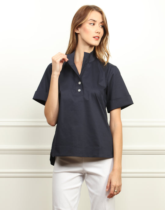 Aileen Short Sleeve Stand Collar Top