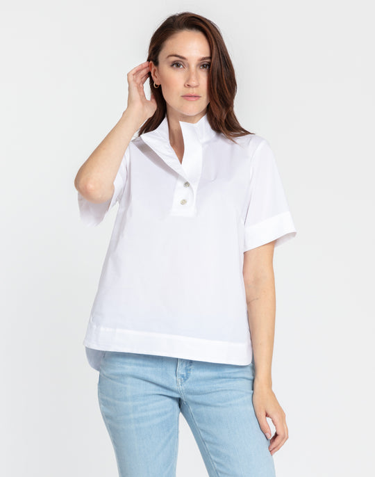 Aileen Short Sleeve Stand Collar Top