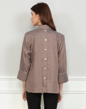 Load image into Gallery viewer, Aileen 3/4 Sleeve Contrast Size Stripe Top