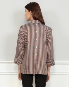 Aileen 3/4 Sleeve Contrast Size Stripe Top