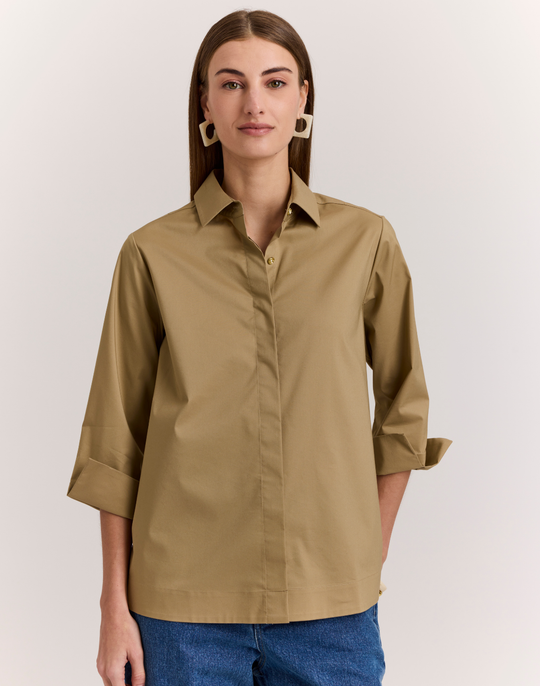 Xena 3/4 Sleeve Zip Back Shirt