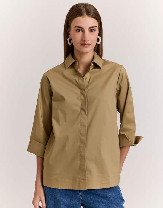 Xena 3/4 Sleeve Zip Back Shirt