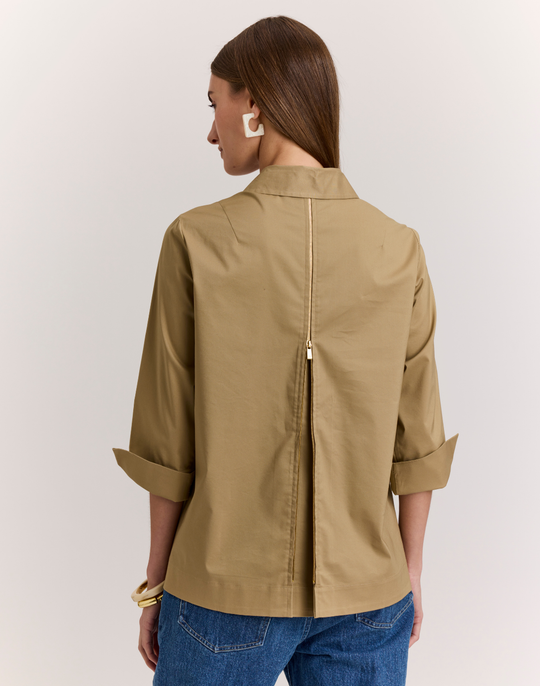 Xena 3/4 Sleeve Zip Back Shirt