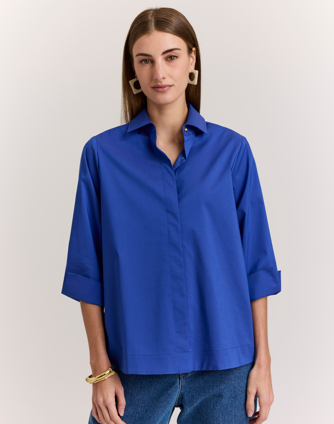 Xena 3/4 Sleeve Zip Back Shirt