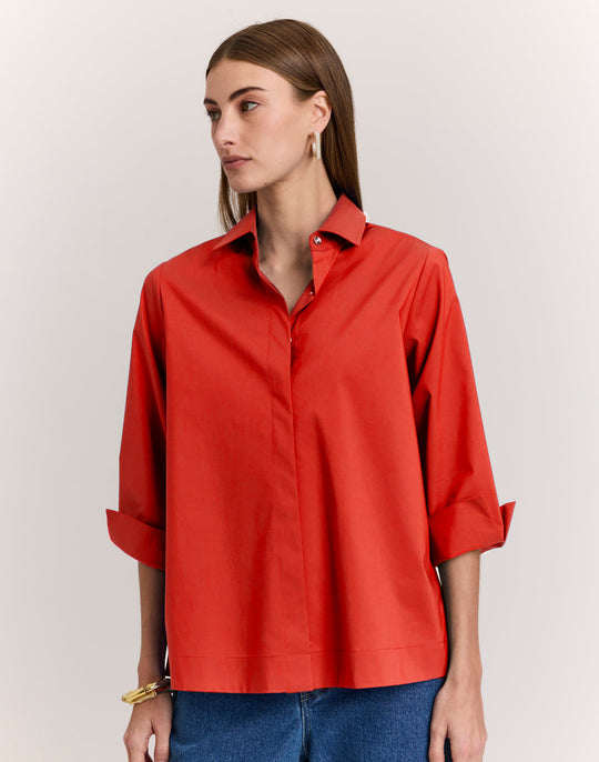 Xena 3/4 Sleeve Zip Back Shirt