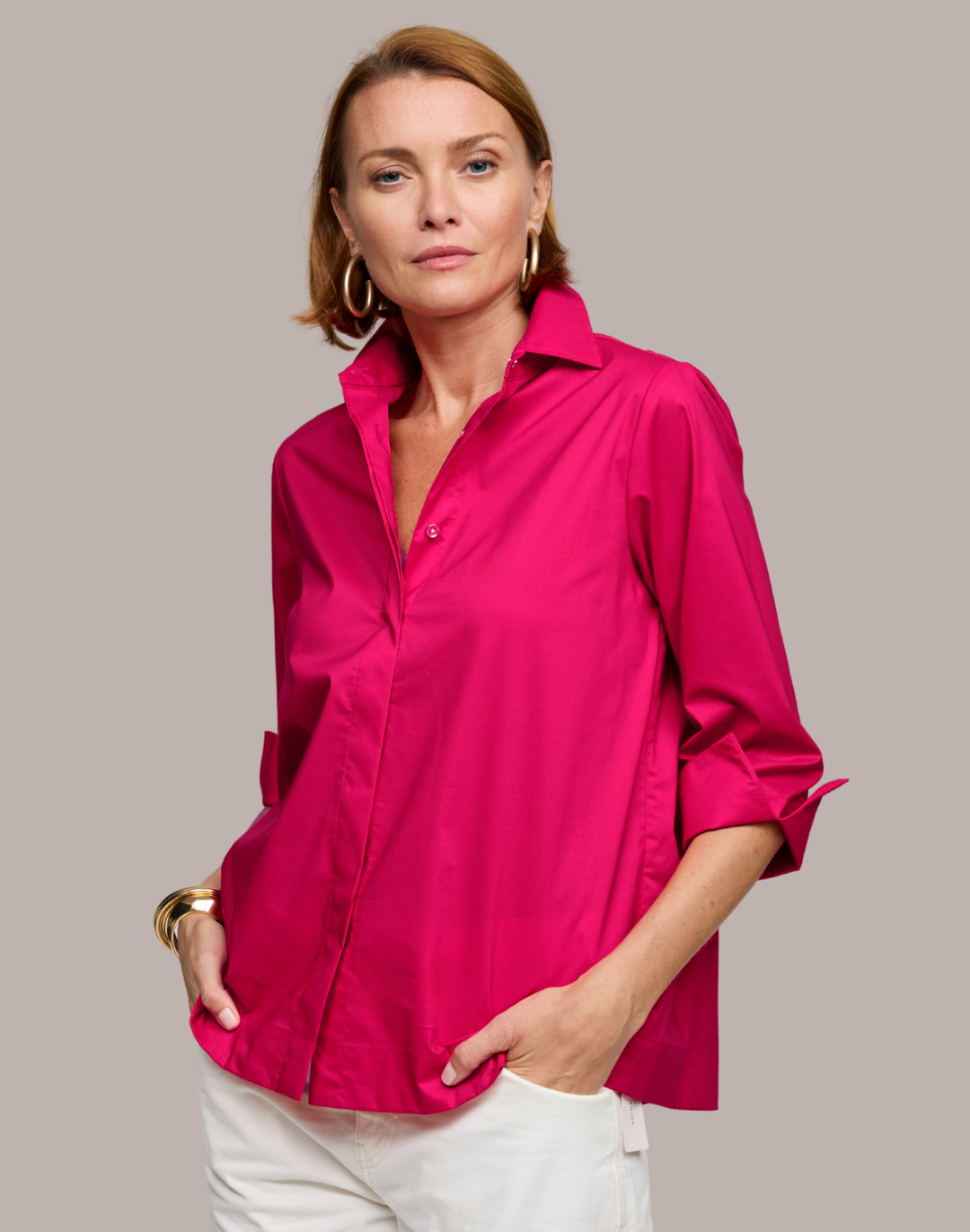 Xena 3/4 Sleeve Zip Back Shirt – Hinson Wu Xena 3/4 Sleeve Zip Back Shirt – Hinson Wu