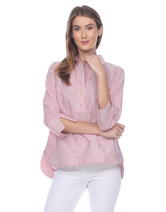 FINAL SALE - NO RETURN, NO EXCHANGE Aileen 3/4 Sleeve Mini Stripe Shirt