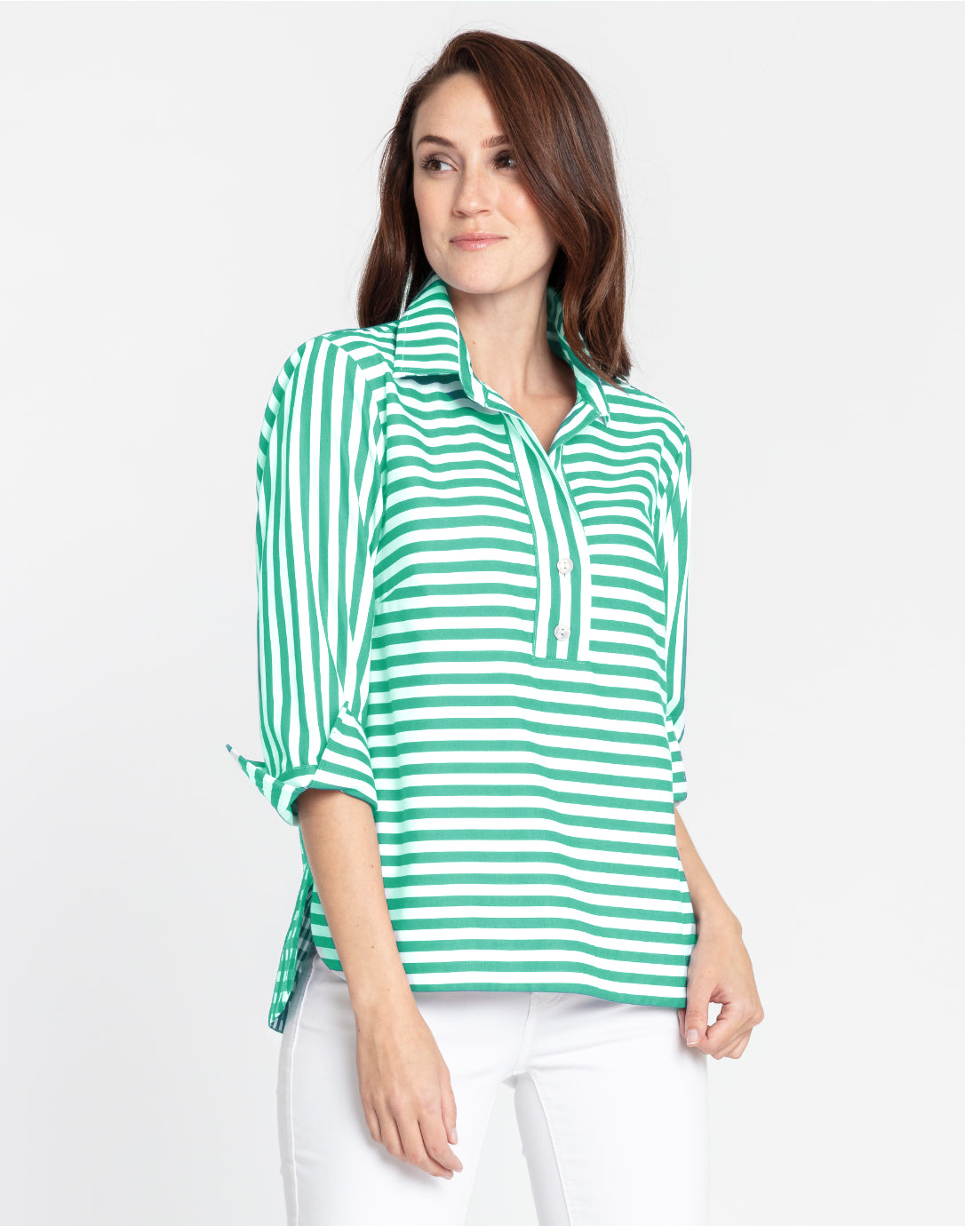 Aileen 3/4 Sleeve Stripe/Gingham Top – Hinson Wu