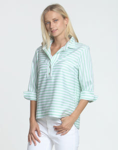 Aileen 3/4 Sleeve Stripe/Gingham Top