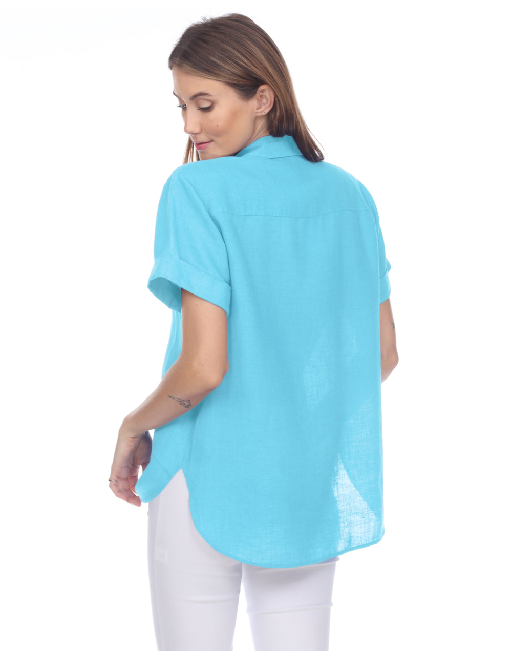 FINAL SALE / NO RETURN, NO EXCHANGE - Layla Short Sleeve Luxe Linen Shirt