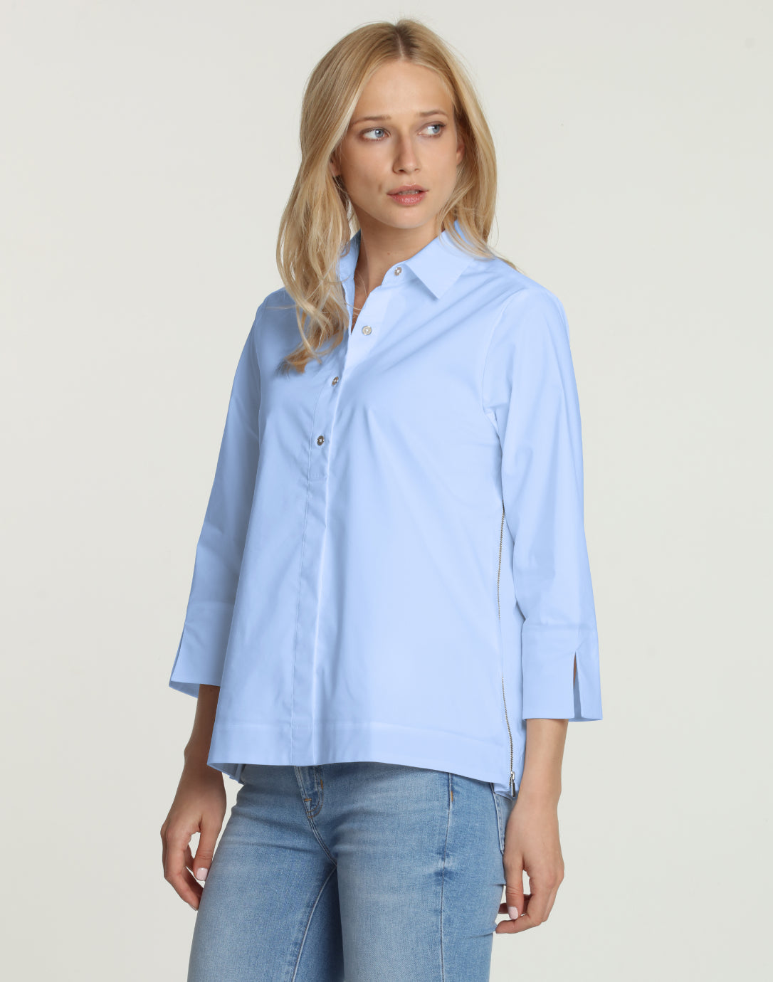 Savannah 3/4 Sleeve Shirt With Side Zippers – Hinson Wu
