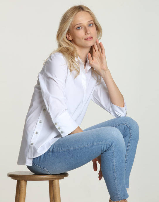 Hinson Wu Xena Zip Back 3/4 Sleeve Blouse