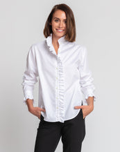 Load image into Gallery viewer, Nora Long Sleeve Luxe Cotton Ruffle Trimmed Shirt
