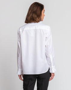 Nora Long Sleeve Luxe Cotton Ruffle Trimmed Shirt