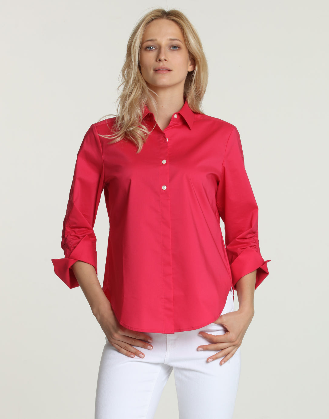 Zoey 3 4 Sleeve Ruched Sleeve Shirt Hinson Wu