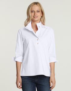 Camilla 3/4 Sleeve Ruffle Neck Popover