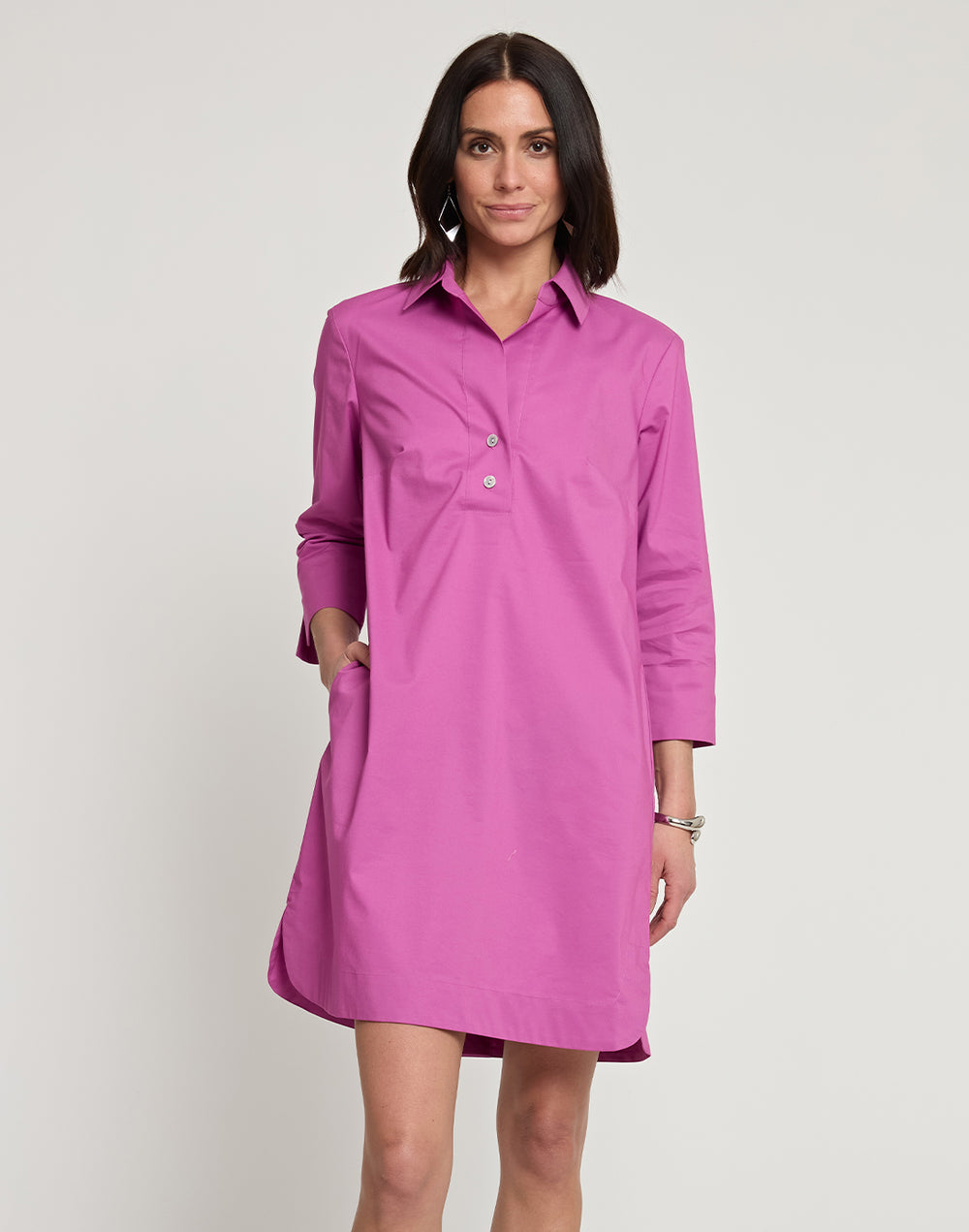 FINAL SALE NO RETURNS/EXCHANGES - Aileen 3/4 Sleeve Button Back Dress