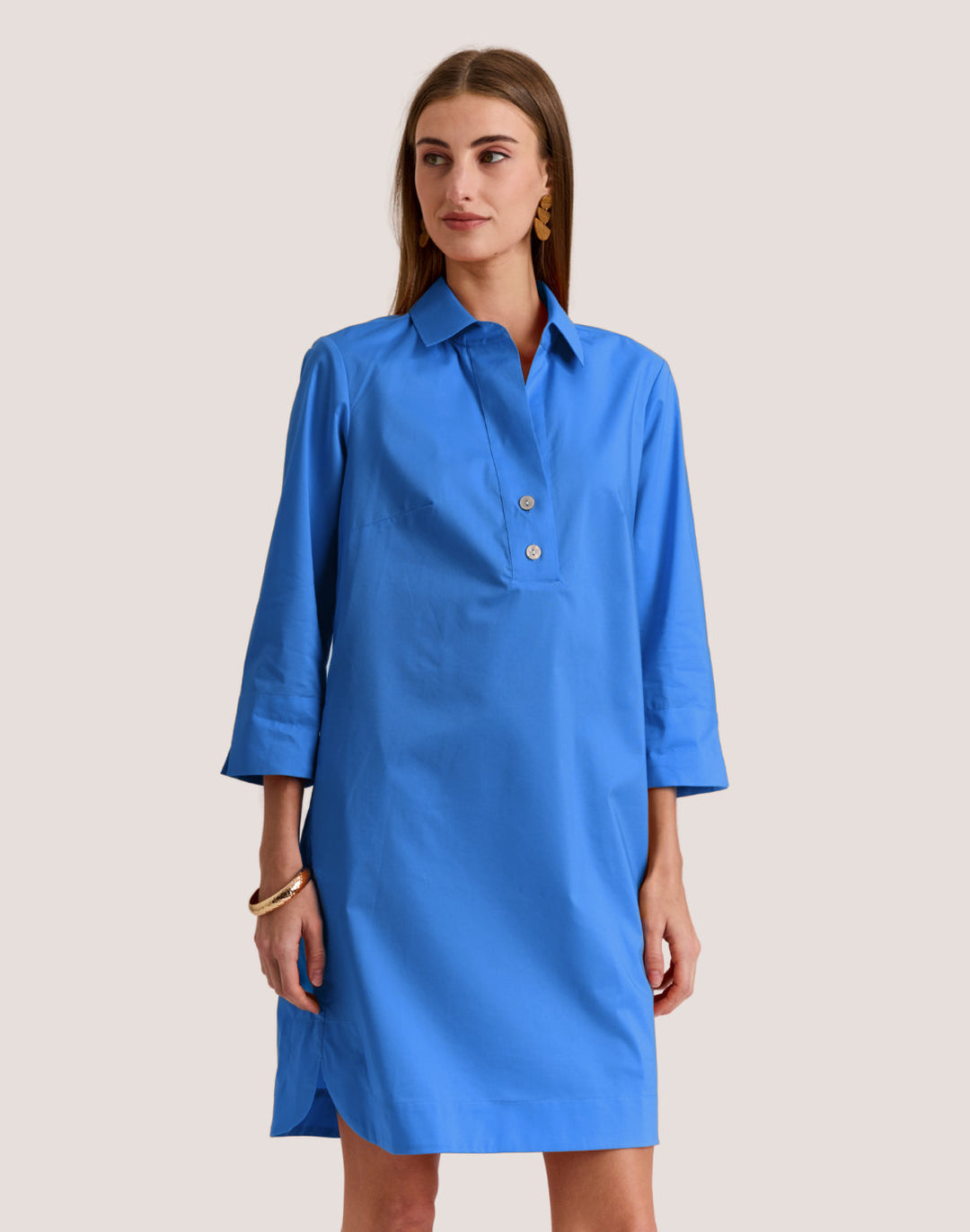 3/4 sleeve t-shirt dress Vsssj Women 3/4 Sleeve Plain Loose Comfy Midi T-Shirt Dresses Round Neck Solid Color Casual Swing Simple Loungewear Long Dress Blue S, Women's, Size: