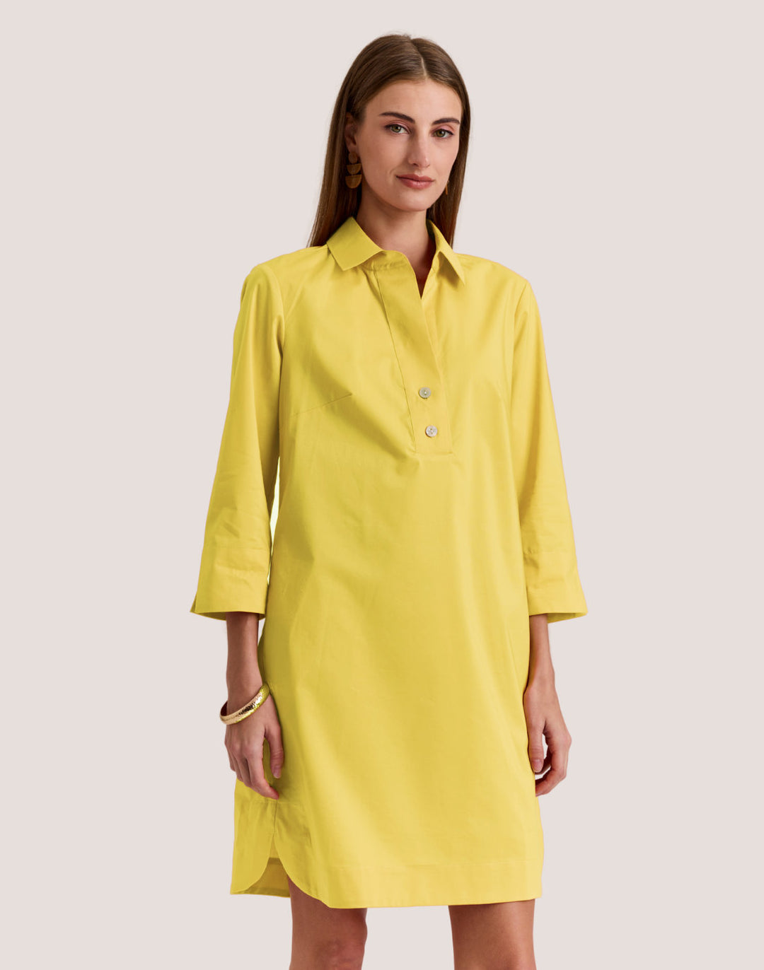 Aileen 3/4 Sleeve Button Back Dress Lemonade / XS