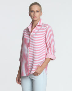 Margot 3/4 Sleeve Luxe Linen Stripe Shirt