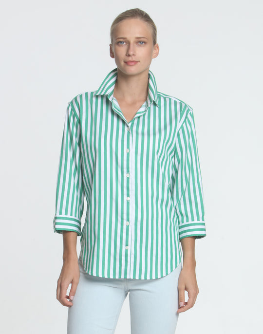 FINAL SALE NO RETURNS/EXCHANGES - Halsey 3/4 Sleeve Stripe/Gingham Shirt