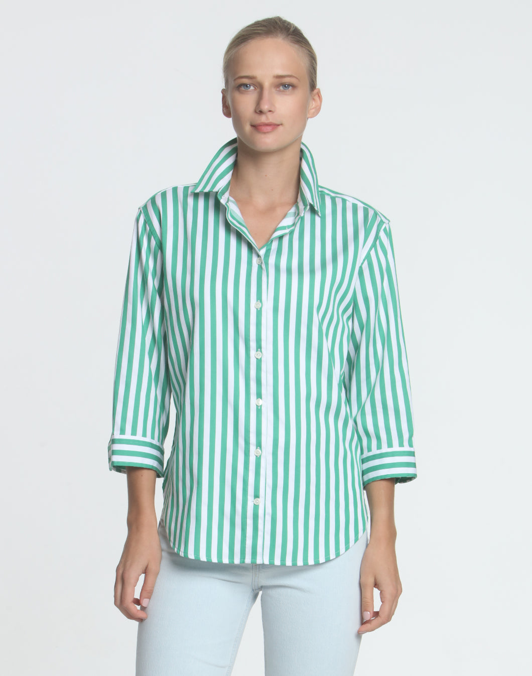Halsey 3/4 Sleeve Stripe/Gingham Shirt