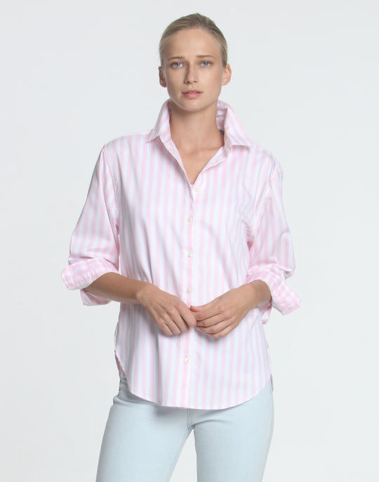 FINAL SALE NO RETURNS/EXCHANGES - Halsey 3/4 Sleeve Stripe/Gingham Shirt